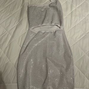 I.AM.GIA Aurora white silver rhinestone dress.